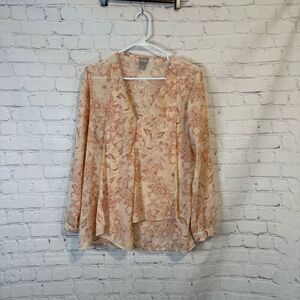 Chico's Pink Asymmetrical Tie Front Blouse